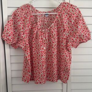 NWOT Old Navy Red Floral Blouse